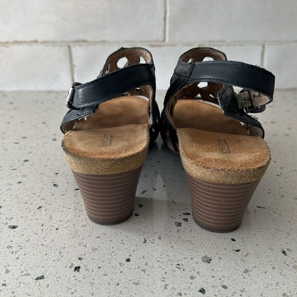 Josef Seibel Women's Ruth Black Leather Cut Out Open Toe Comfy Sandals Size 40 - Picture 3 of 12